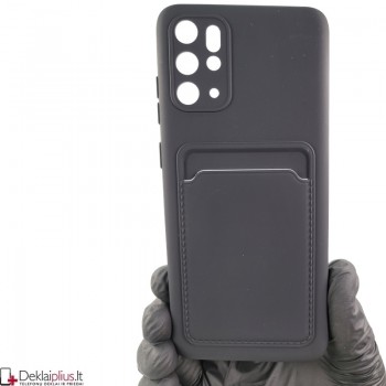 Švelnus silikoninis dėklas su kišenėle - juodas (Samsung S20 Plus)